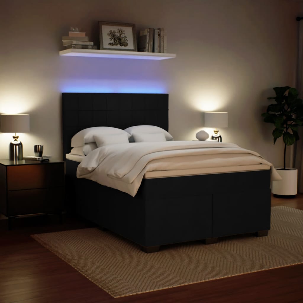 Boxspring met matras fluweel zwart 140x190 cm is nu te koop bij PeponiXL, paradijselijk wonen!