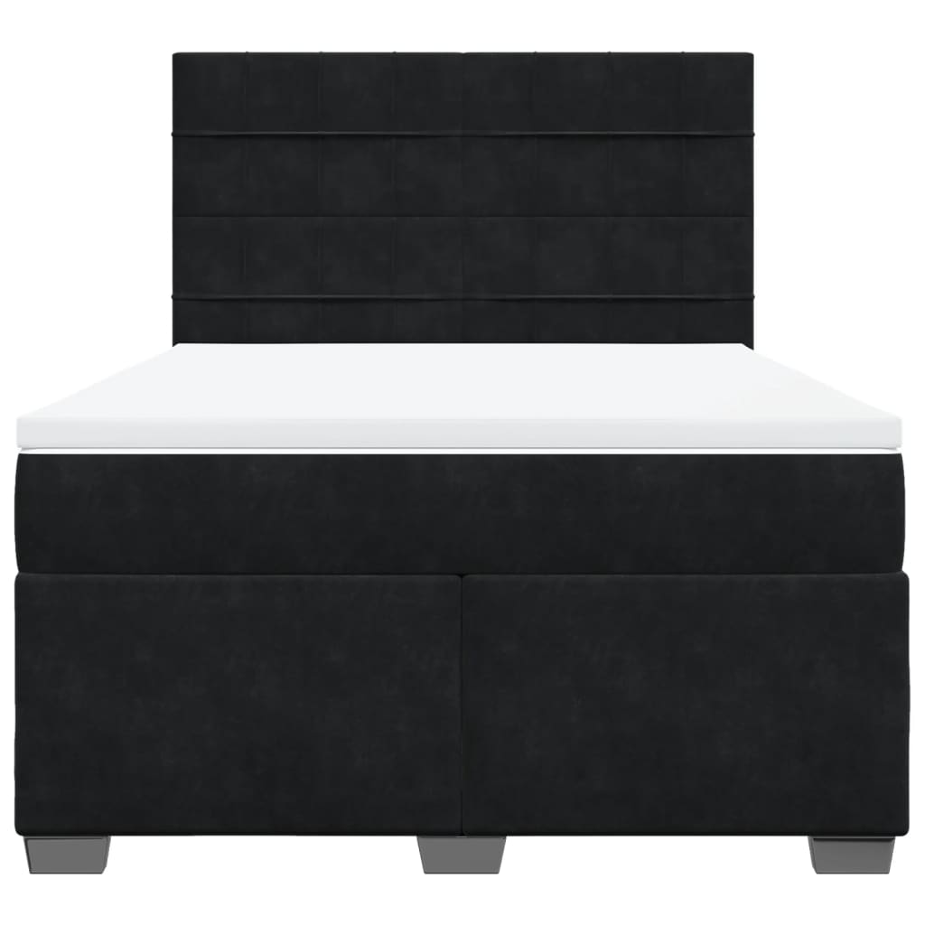 Boxspring met matras fluweel zwart 140x190 cm is nu te koop bij PeponiXL, paradijselijk wonen!
