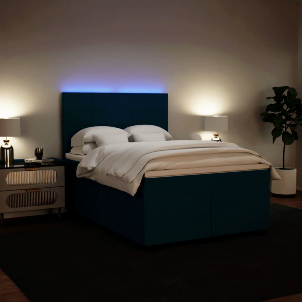 Boxspring met matras fluweel blauw 140x190 cm is nu te koop bij PeponiXL, paradijselijk wonen!