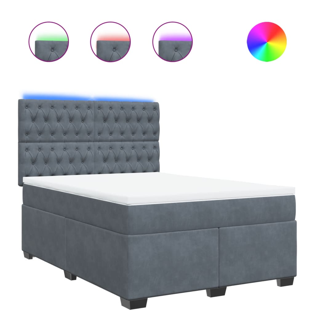 Boxspring met matras fluweel donkergrijs 140x190 cm is nu te koop bij PeponiXL, paradijselijk wonen!