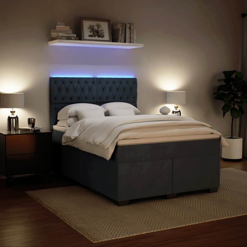 Boxspring met matras fluweel donkergrijs 140x190 cm is nu te koop bij PeponiXL, paradijselijk wonen!