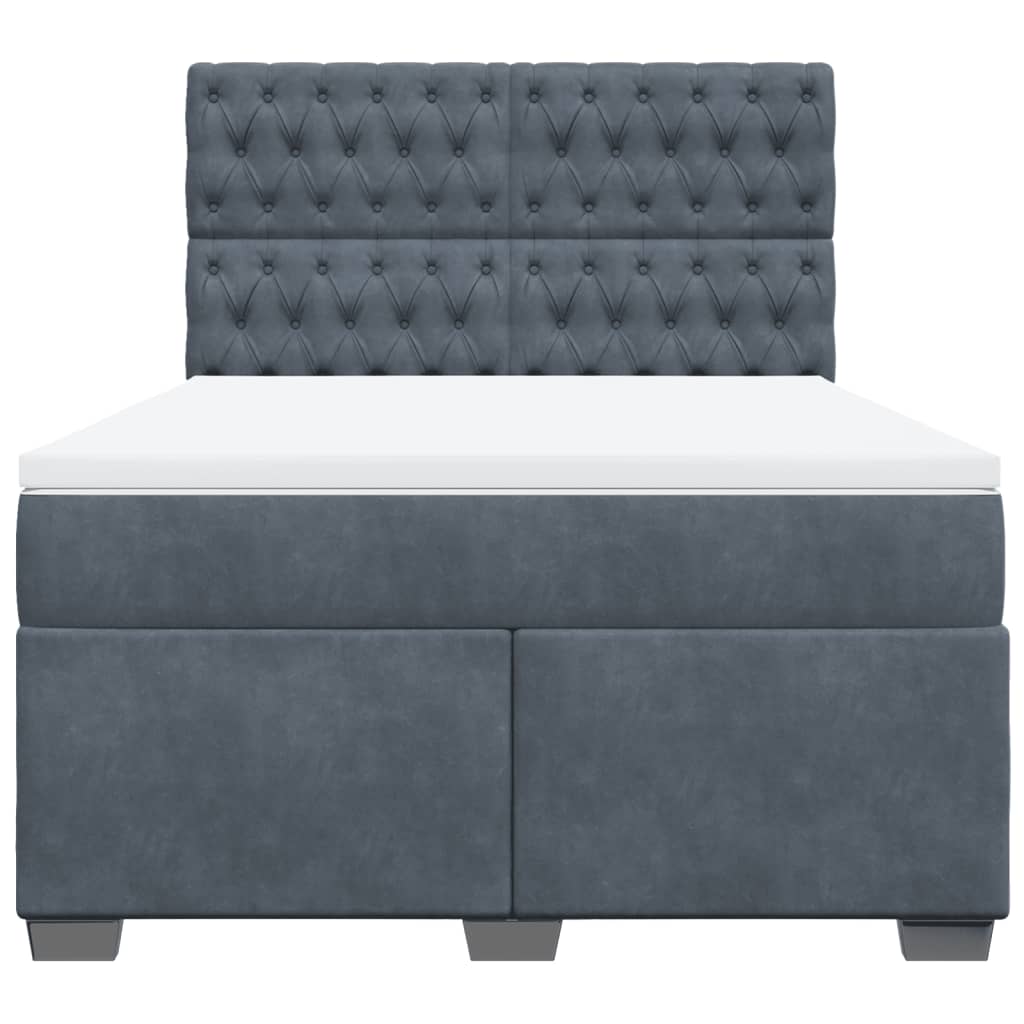 Boxspring met matras fluweel donkergrijs 140x190 cm is nu te koop bij PeponiXL, paradijselijk wonen!