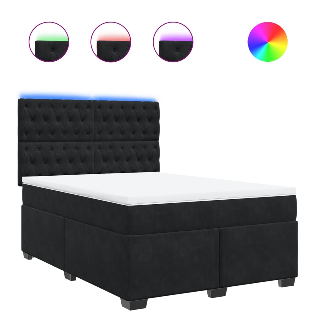 Boxspring met matras fluweel zwart 140x190 cm is nu te koop bij PeponiXL, paradijselijk wonen!