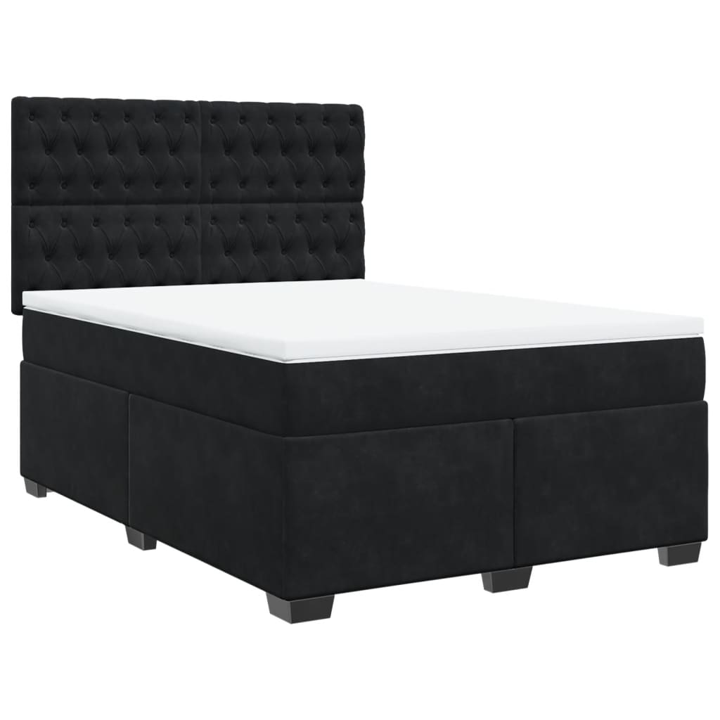 Boxspring met matras fluweel zwart 140x190 cm is nu te koop bij PeponiXL, paradijselijk wonen!