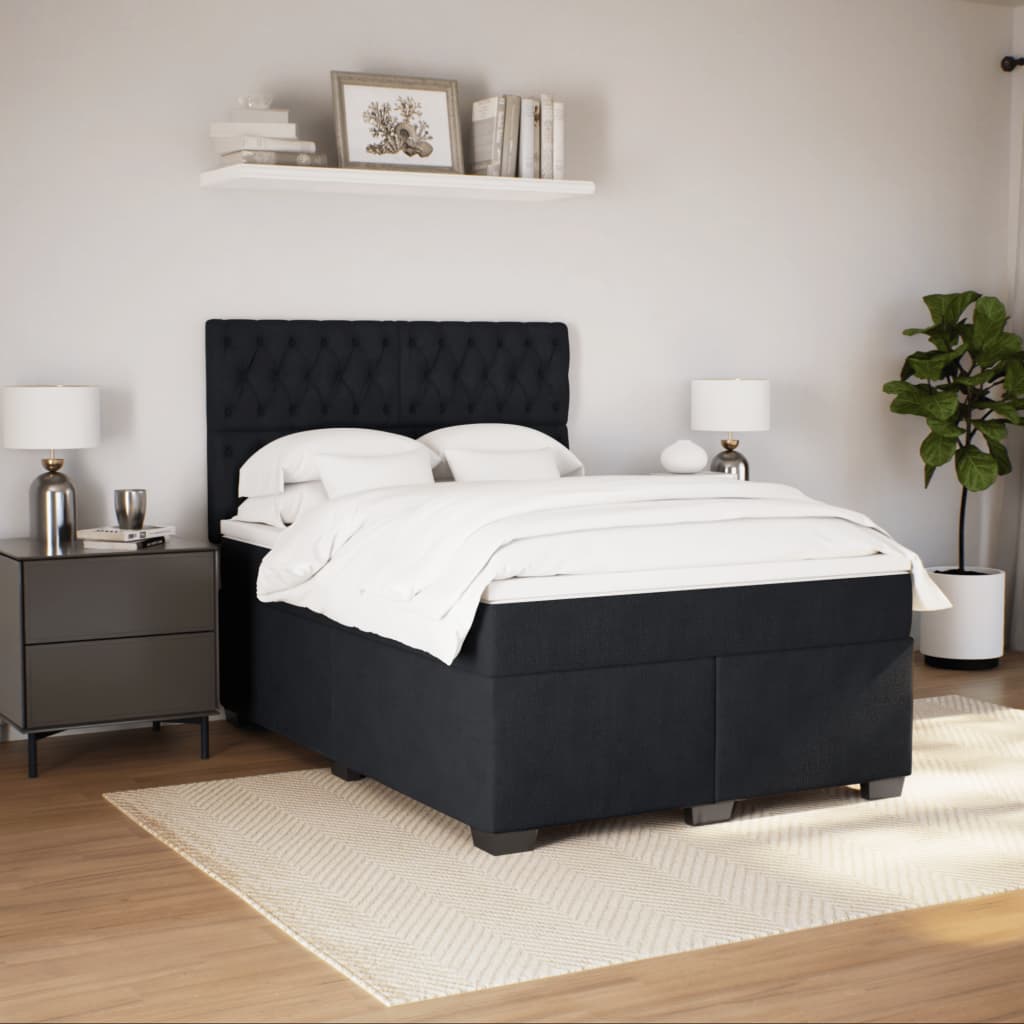 Boxspring met matras fluweel zwart 140x190 cm is nu te koop bij PeponiXL, paradijselijk wonen!