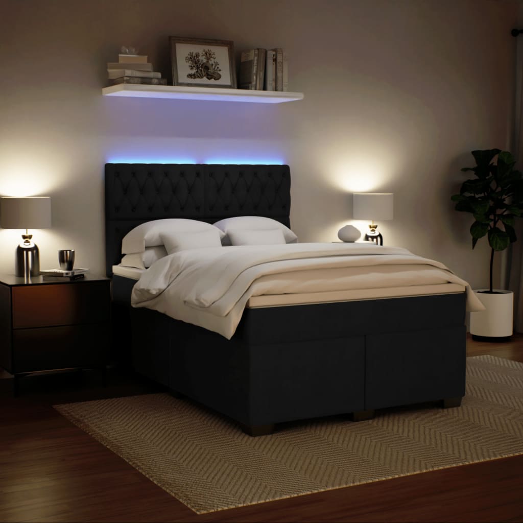 Boxspring met matras fluweel zwart 140x190 cm is nu te koop bij PeponiXL, paradijselijk wonen!