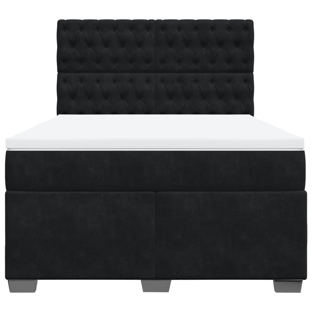 Boxspring met matras fluweel zwart 140x190 cm is nu te koop bij PeponiXL, paradijselijk wonen!