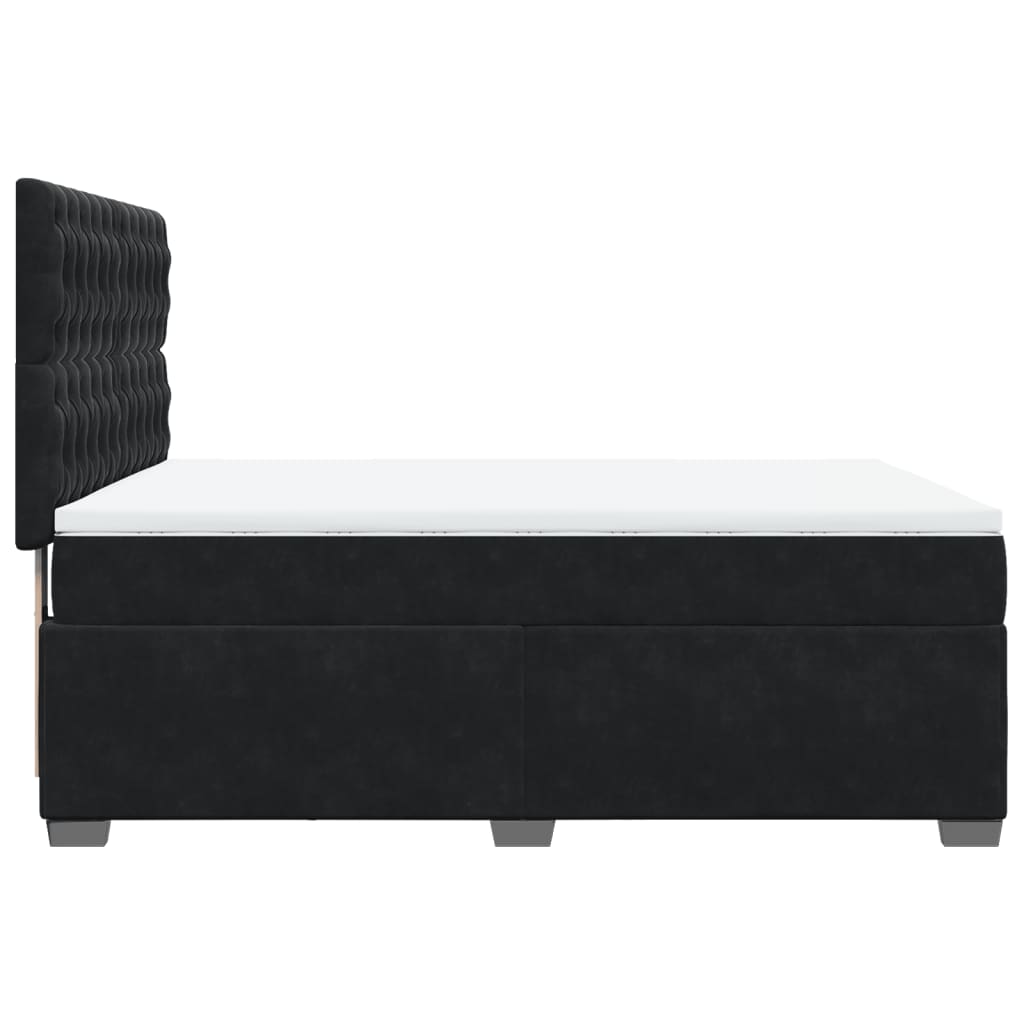 Boxspring met matras fluweel zwart 140x190 cm is nu te koop bij PeponiXL, paradijselijk wonen!