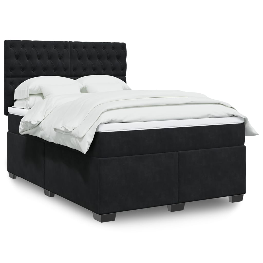 Boxspring met matras fluweel zwart 140x190 cm is nu te koop bij PeponiXL, paradijselijk wonen!
