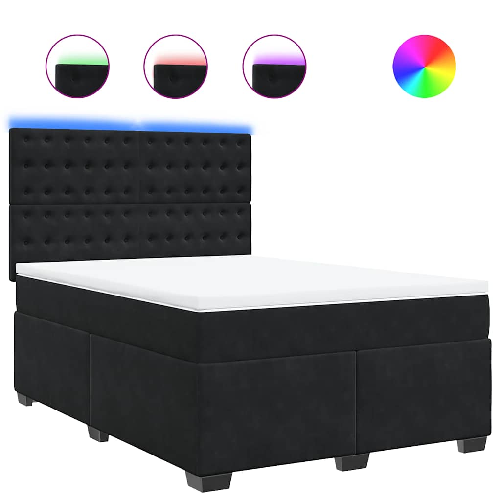 Boxspring met matras fluweel zwart 140x190 cm is nu te koop bij PeponiXL, paradijselijk wonen!