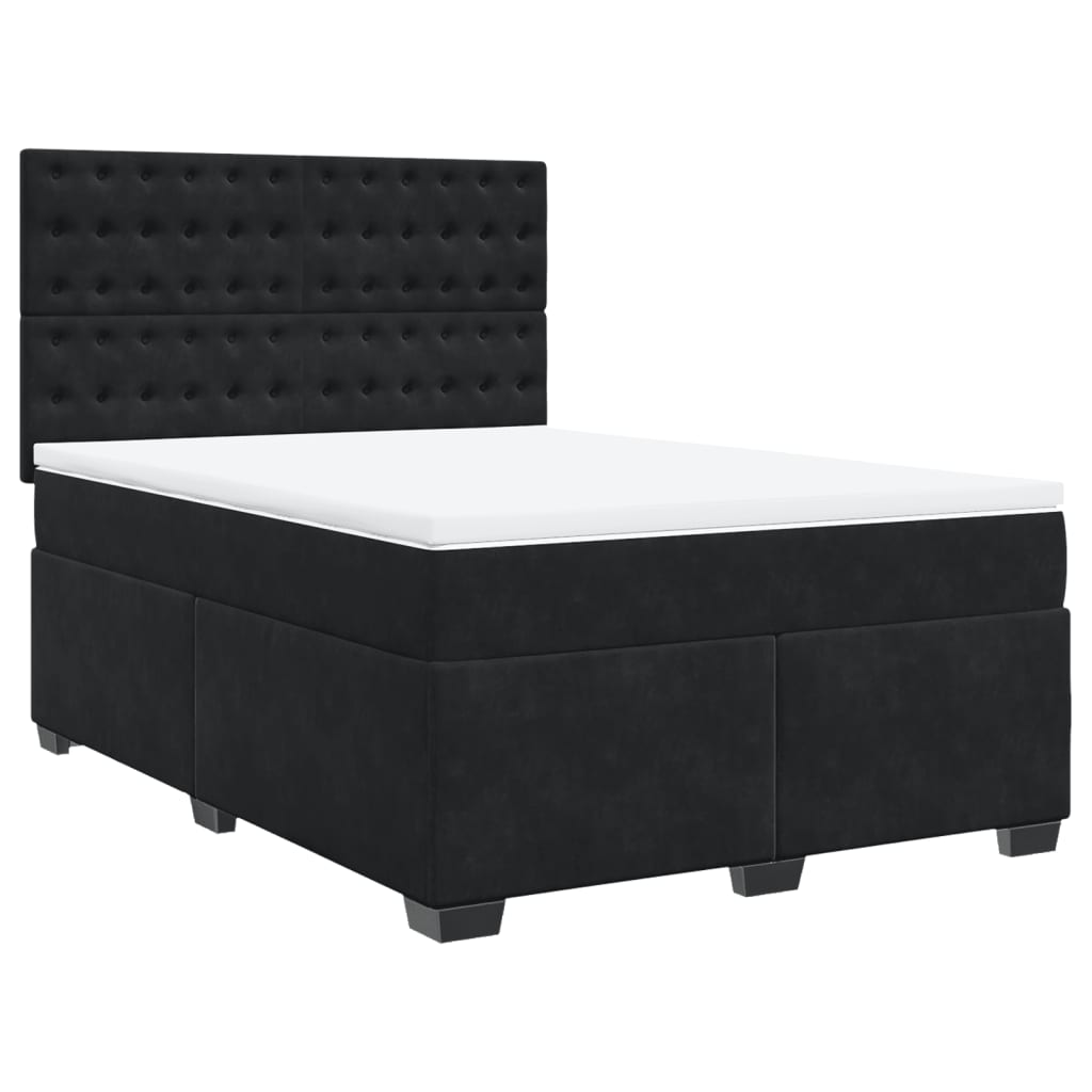 Boxspring met matras fluweel zwart 140x190 cm is nu te koop bij PeponiXL, paradijselijk wonen!