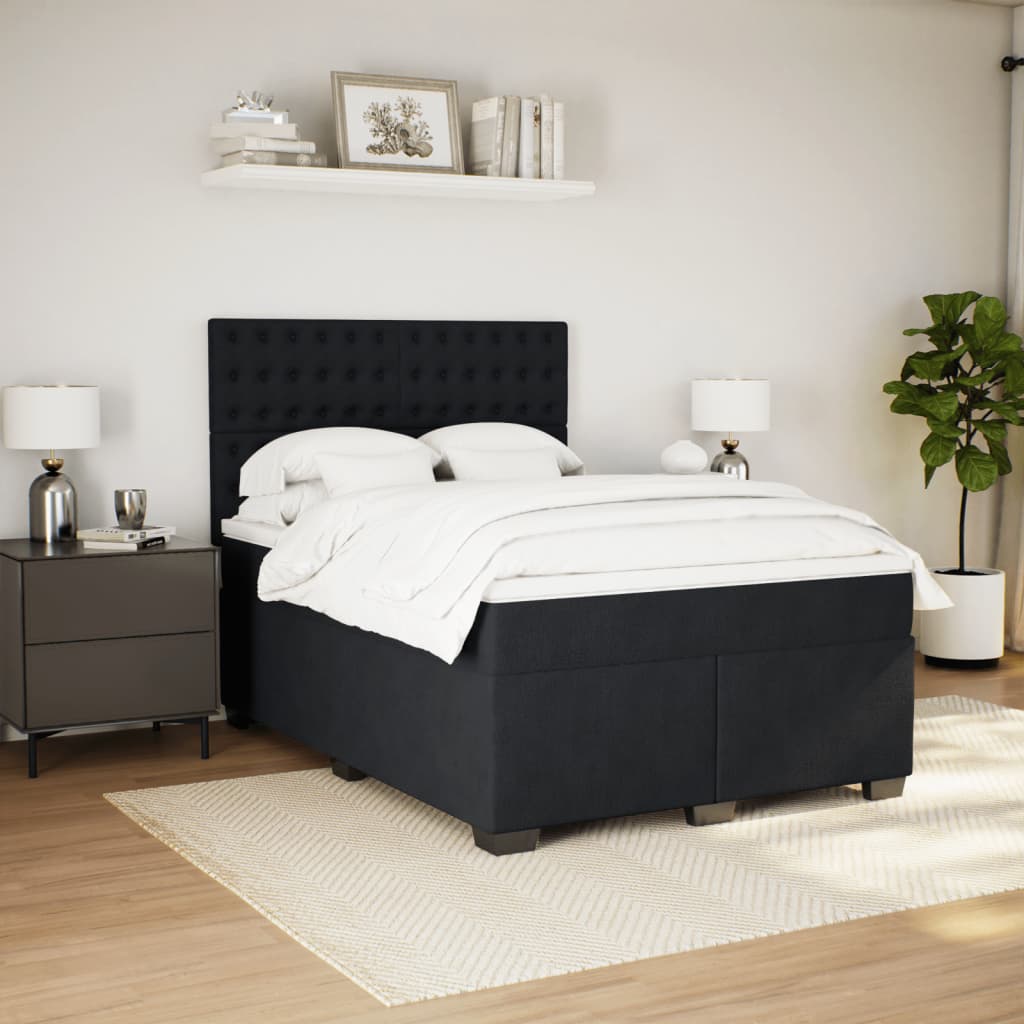Boxspring met matras fluweel zwart 140x190 cm is nu te koop bij PeponiXL, paradijselijk wonen!