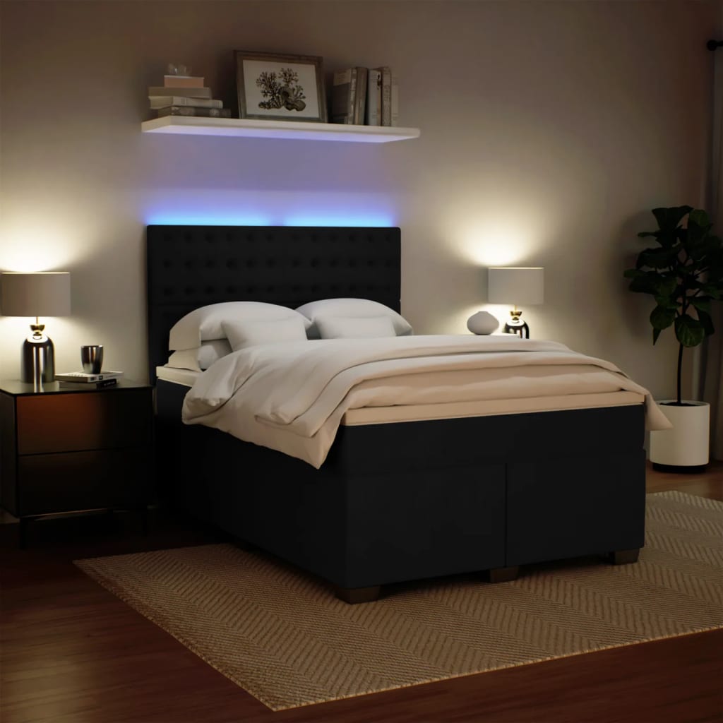 Boxspring met matras fluweel zwart 140x190 cm is nu te koop bij PeponiXL, paradijselijk wonen!