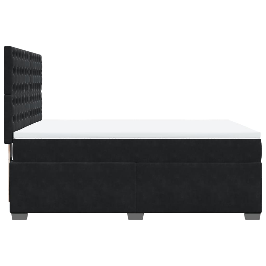 Boxspring met matras fluweel zwart 140x190 cm is nu te koop bij PeponiXL, paradijselijk wonen!