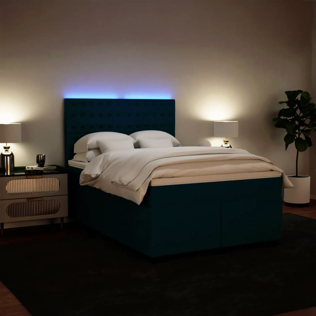 Boxspring met matras fluweel blauw 140x190 cm is nu te koop bij PeponiXL, paradijselijk wonen!