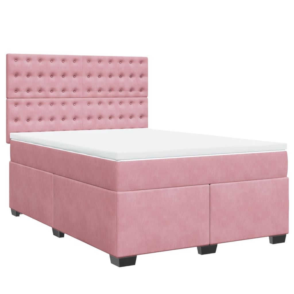 Boxspring met matras fluweel roze 140x190 cm is nu te koop bij PeponiXL, paradijselijk wonen!