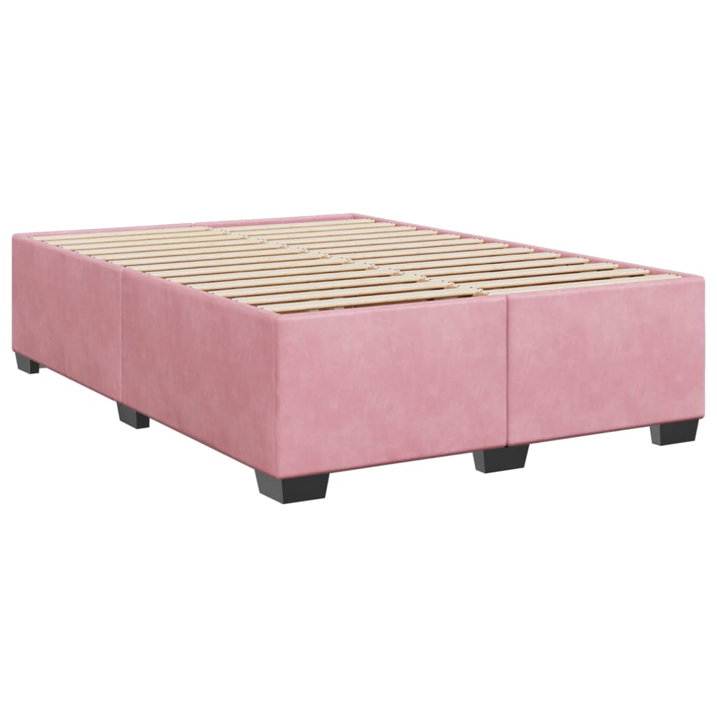 Boxspring met matras fluweel roze 140x190 cm is nu te koop bij PeponiXL, paradijselijk wonen!