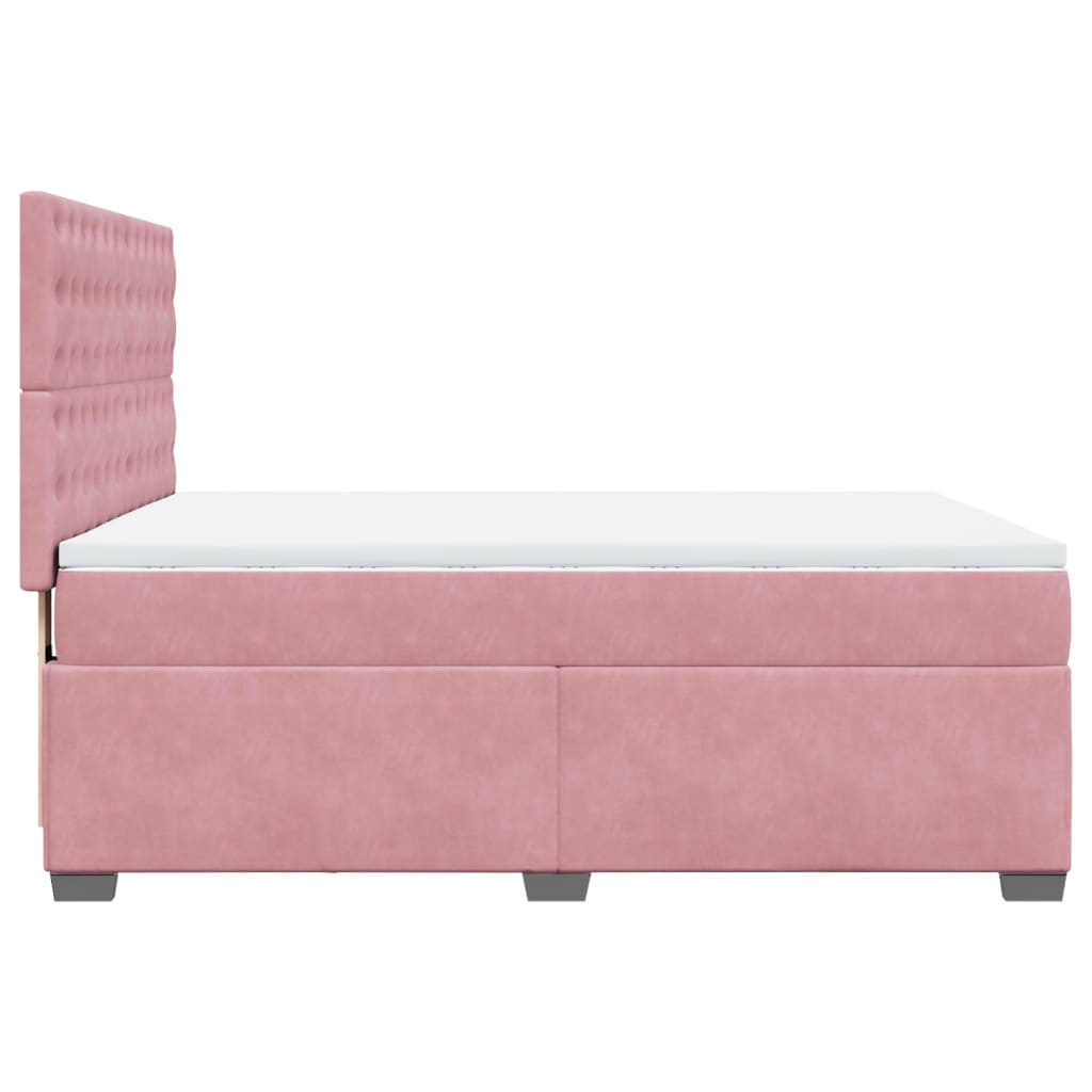 Boxspring met matras fluweel roze 140x190 cm is nu te koop bij PeponiXL, paradijselijk wonen!