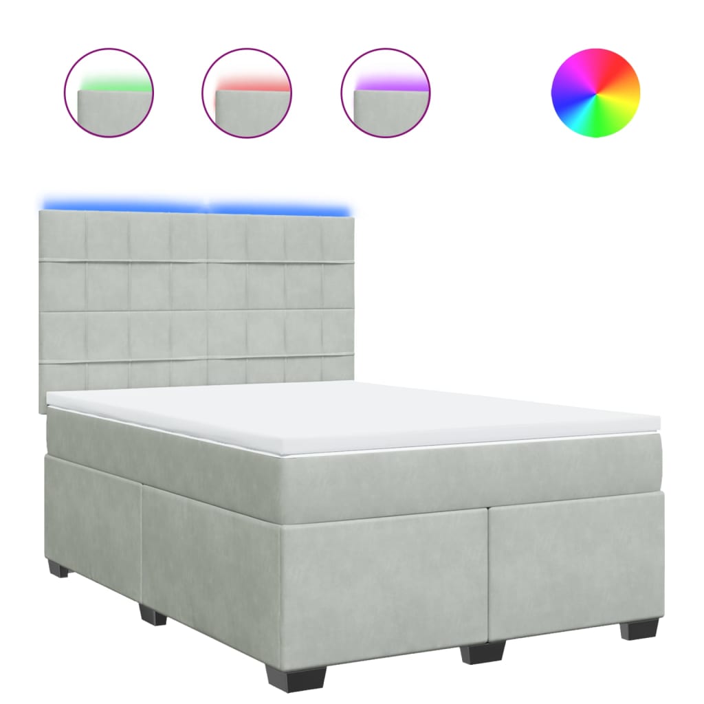 Boxspring met matras fluweel lichtgrijs 140x200 cm is nu te koop bij PeponiXL, paradijselijk wonen!