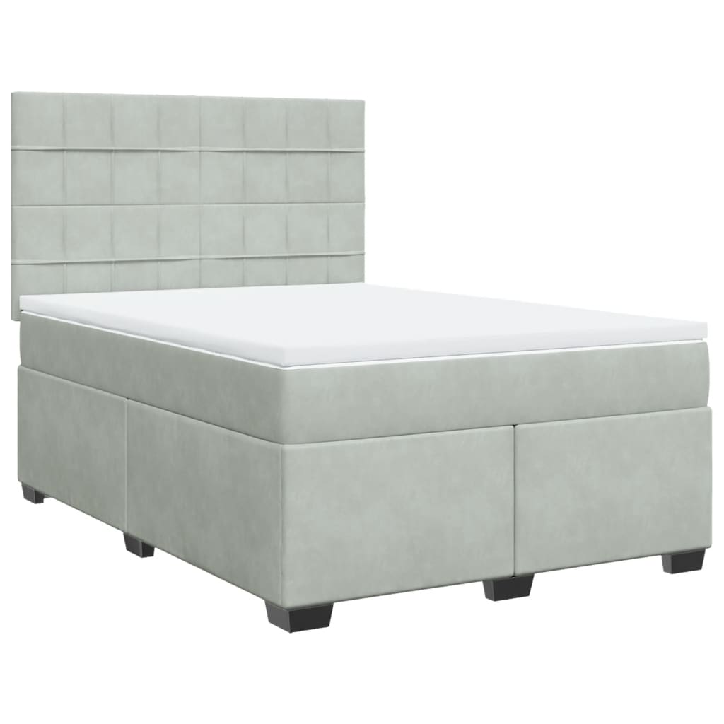 Boxspring met matras fluweel lichtgrijs 140x200 cm is nu te koop bij PeponiXL, paradijselijk wonen!