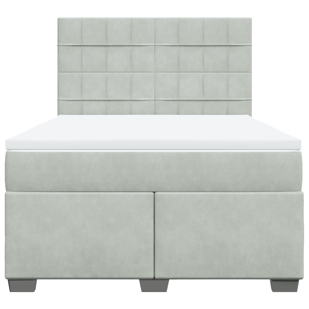 Boxspring met matras fluweel lichtgrijs 140x200 cm is nu te koop bij PeponiXL, paradijselijk wonen!