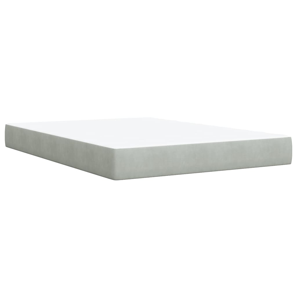 Boxspring met matras fluweel lichtgrijs 140x200 cm is nu te koop bij PeponiXL, paradijselijk wonen!