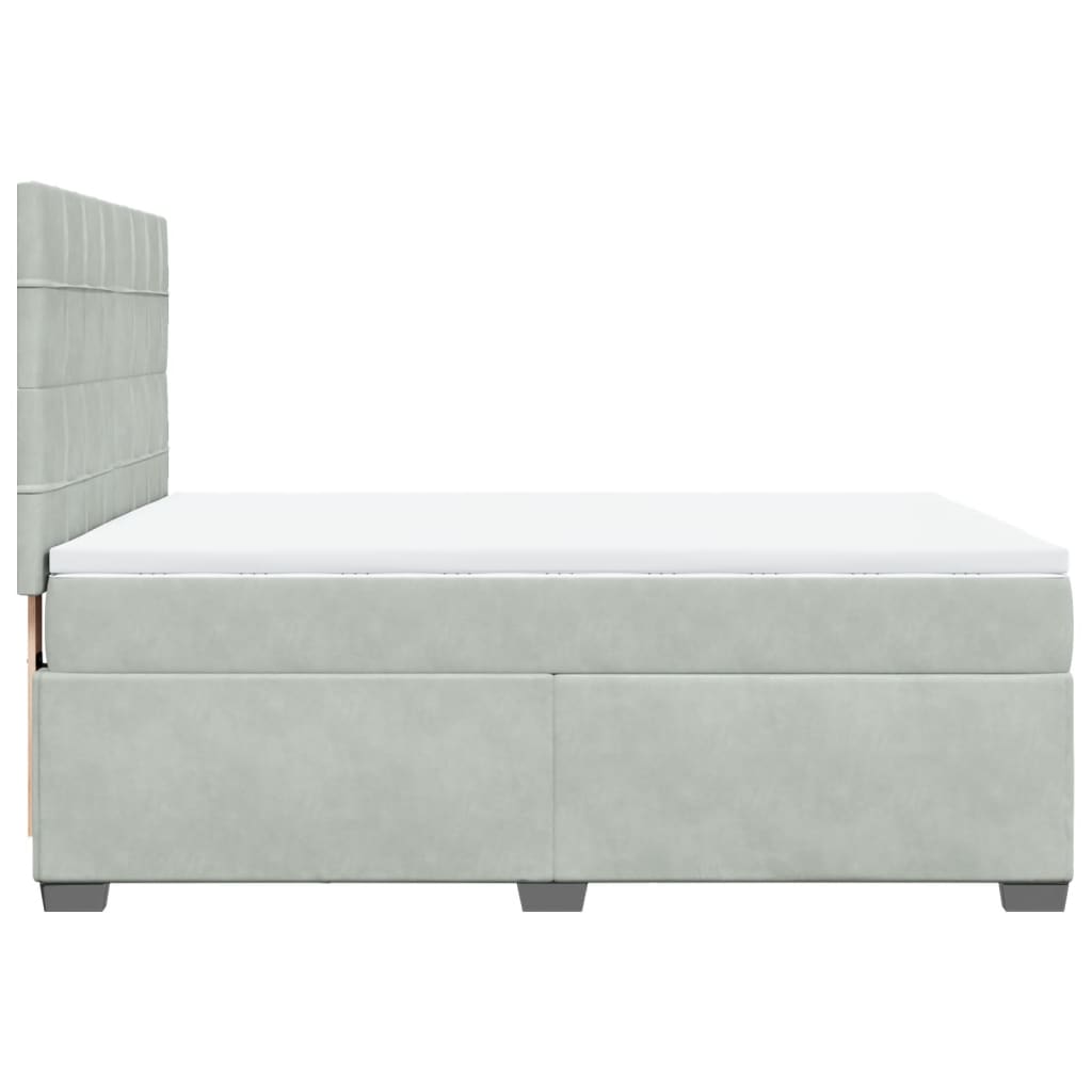 Boxspring met matras fluweel lichtgrijs 140x200 cm is nu te koop bij PeponiXL, paradijselijk wonen!