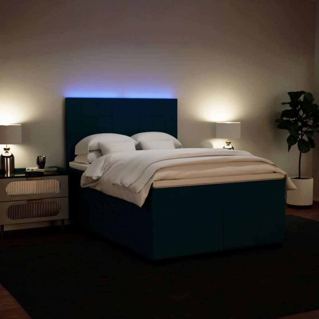 Boxspring met matras fluweel blauw 140x200 cm is nu te koop bij PeponiXL, paradijselijk wonen!