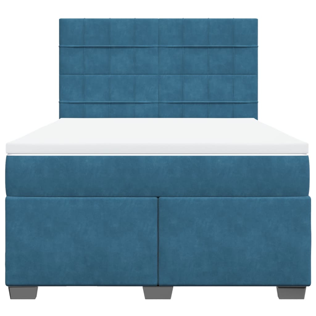 Boxspring met matras fluweel blauw 140x200 cm is nu te koop bij PeponiXL, paradijselijk wonen!