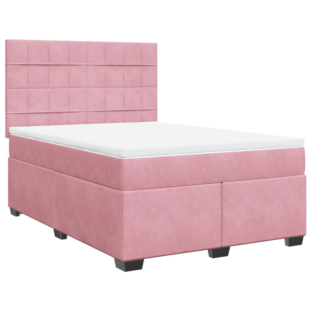 Boxspring met matras fluweel roze 140x200 cm is nu te koop bij PeponiXL, paradijselijk wonen!