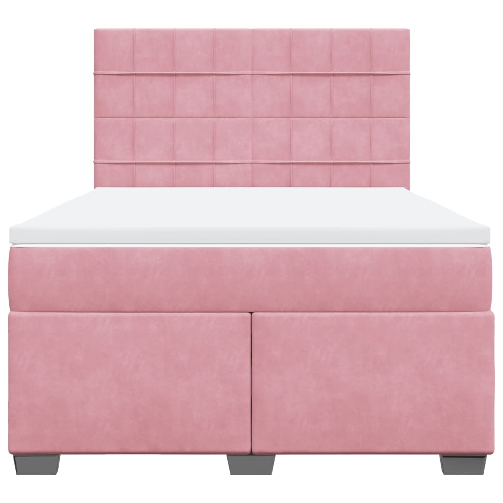 Boxspring met matras fluweel roze 140x200 cm is nu te koop bij PeponiXL, paradijselijk wonen!