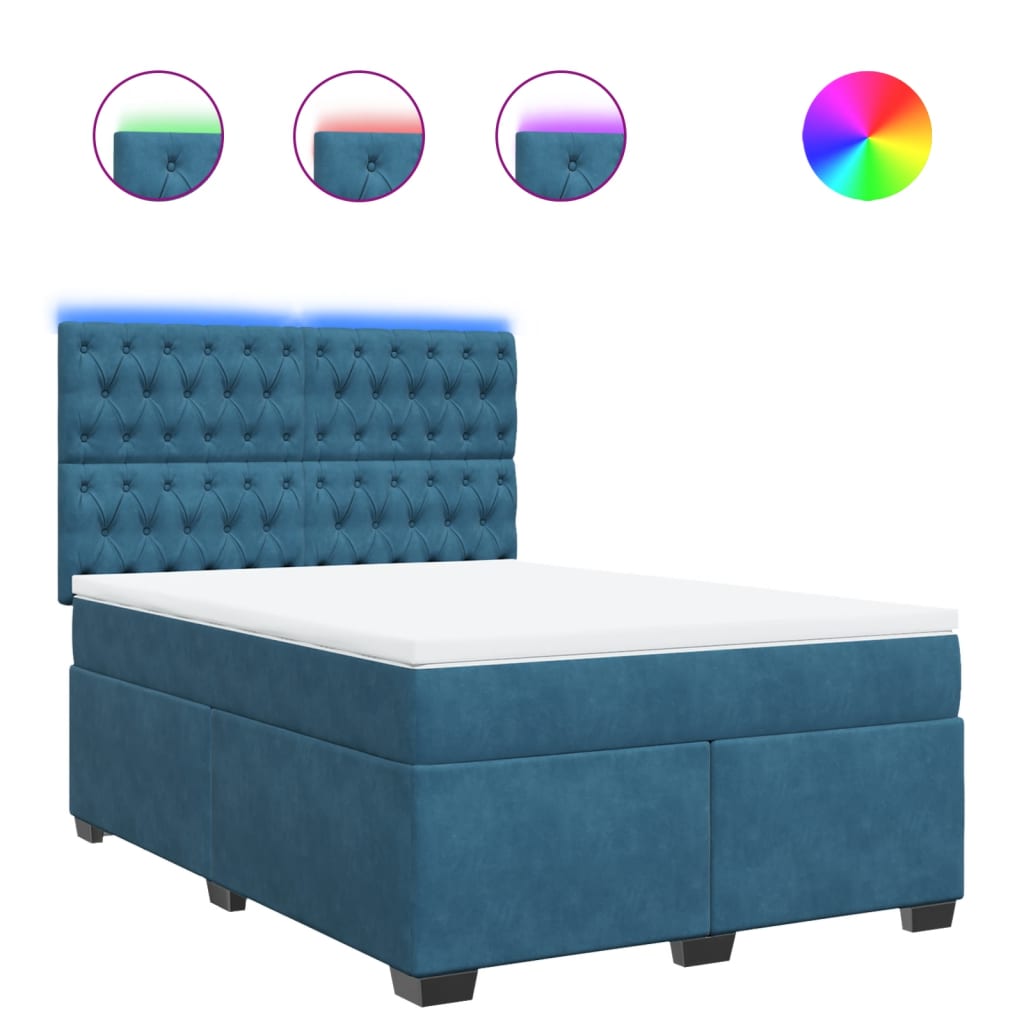 Boxspring met matras fluweel blauw 140x200 cm is nu te koop bij PeponiXL, paradijselijk wonen!