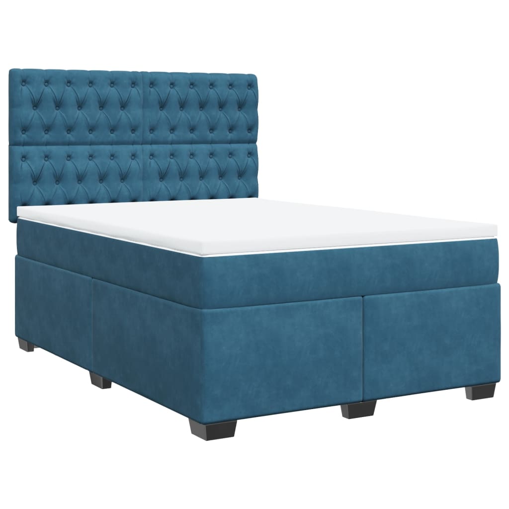 Boxspring met matras fluweel blauw 140x200 cm is nu te koop bij PeponiXL, paradijselijk wonen!