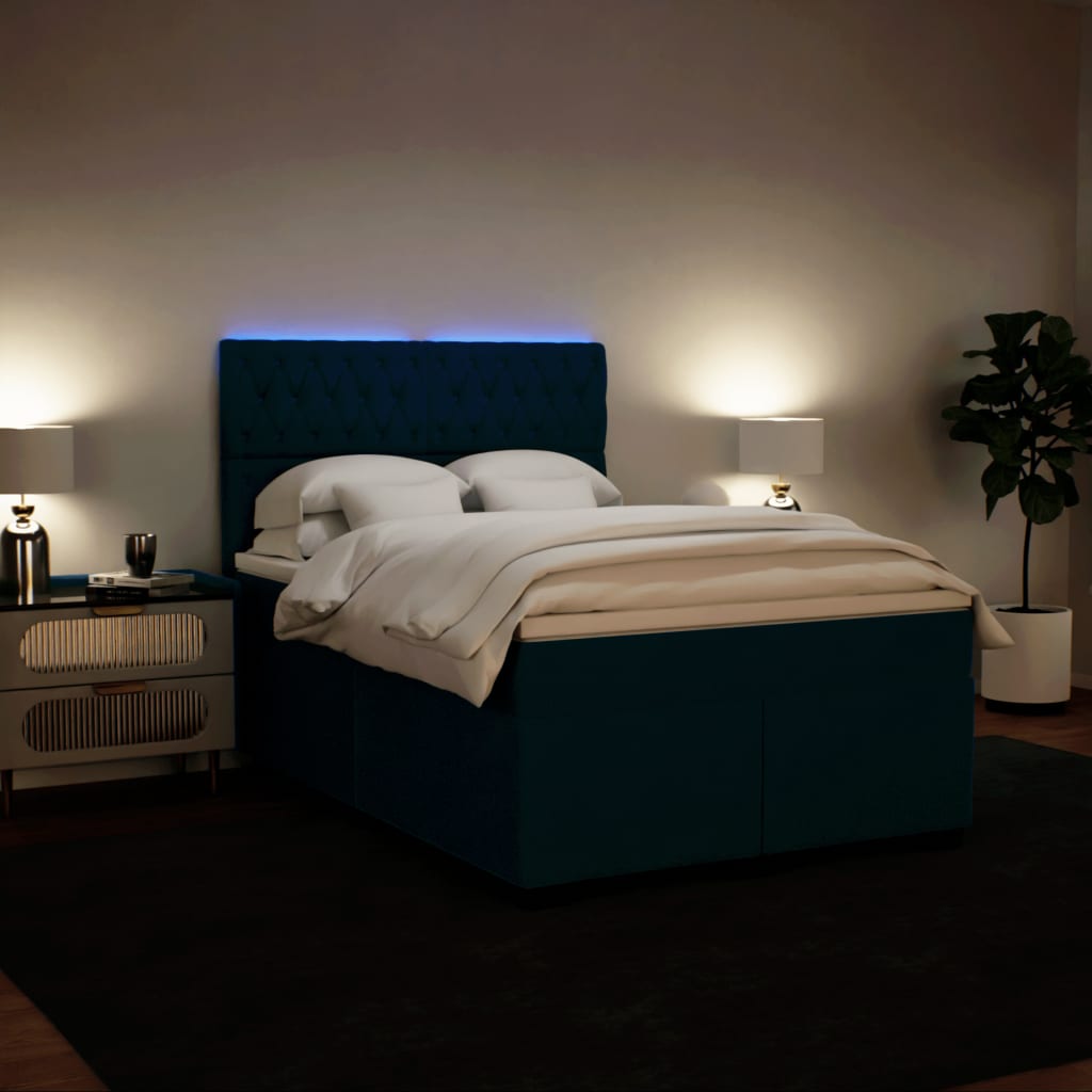 Boxspring met matras fluweel blauw 140x200 cm is nu te koop bij PeponiXL, paradijselijk wonen!