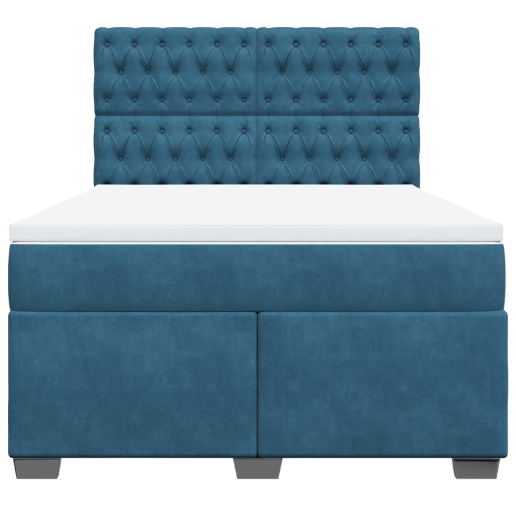 Boxspring met matras fluweel blauw 140x200 cm is nu te koop bij PeponiXL, paradijselijk wonen!