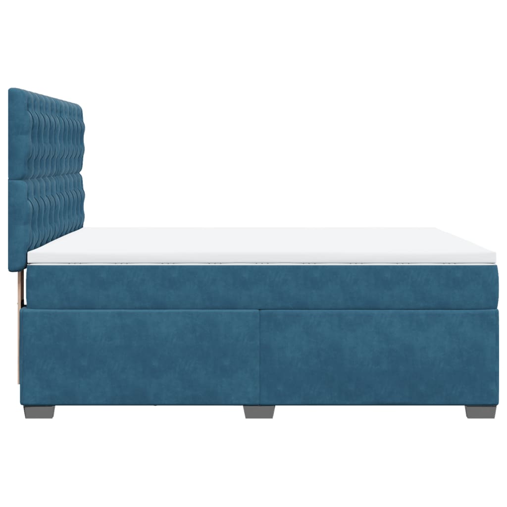 Boxspring met matras fluweel blauw 140x200 cm is nu te koop bij PeponiXL, paradijselijk wonen!