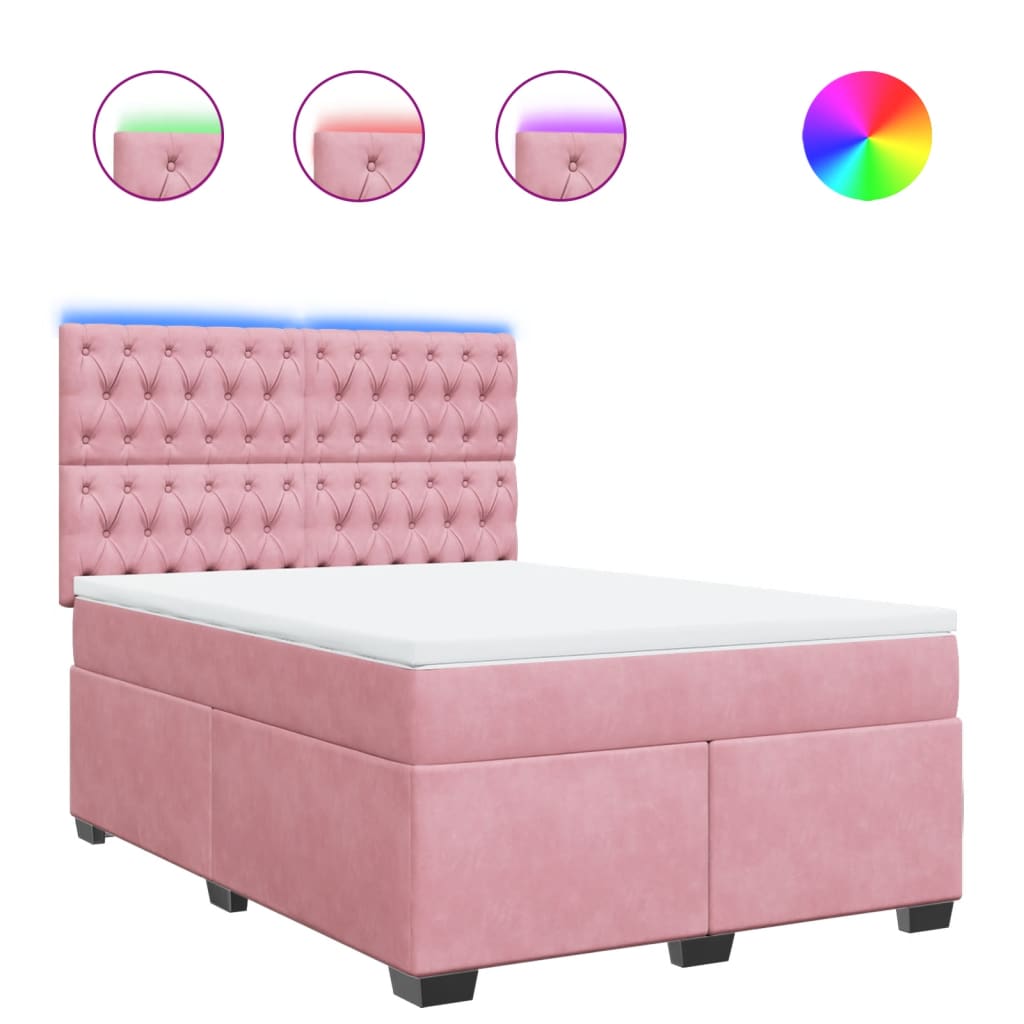 Boxspring met matras fluweel roze 140x200 cm is nu te koop bij PeponiXL, paradijselijk wonen!