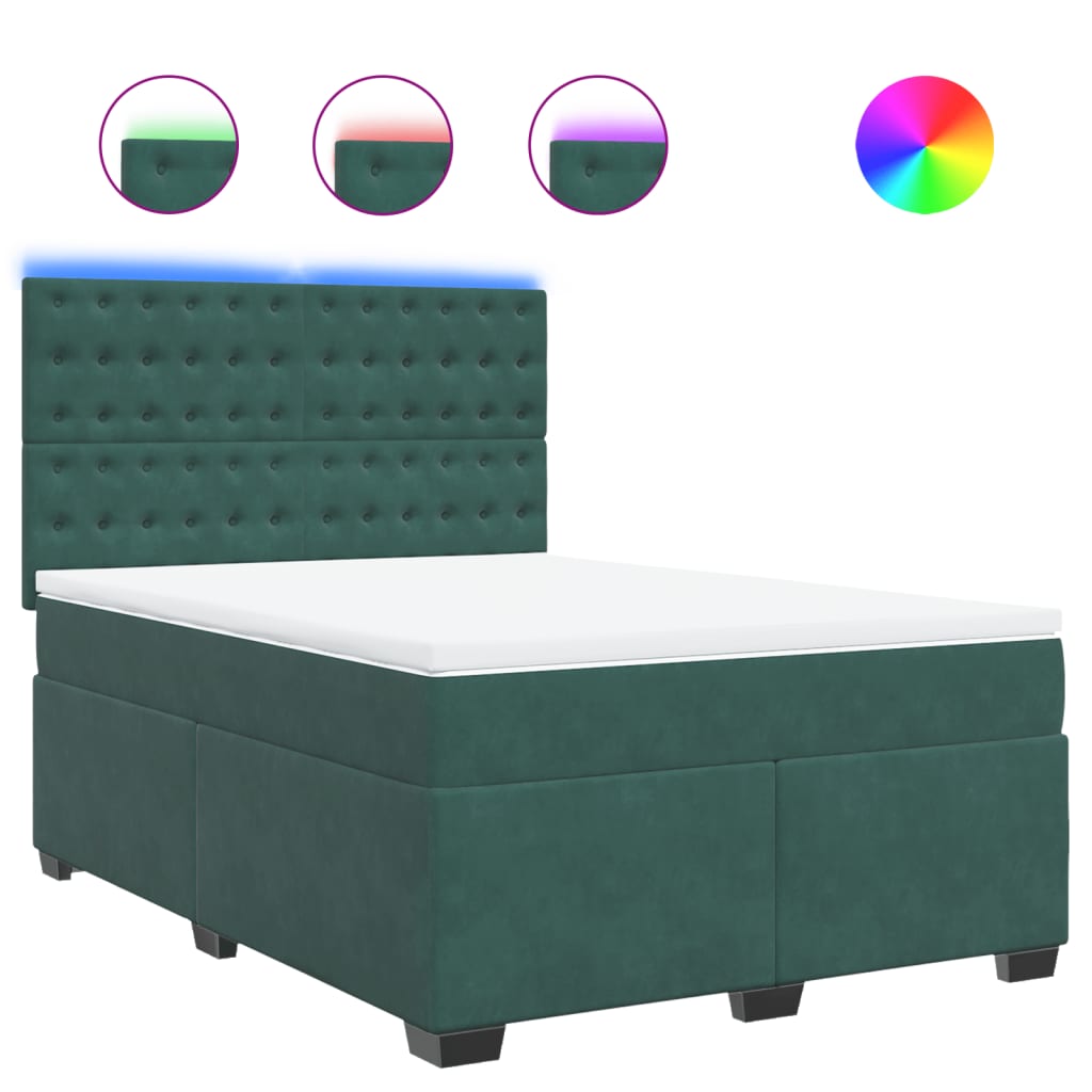 Boxspring met matras fluweel donkergroen 140x200 cm is nu te koop bij PeponiXL, paradijselijk wonen!
