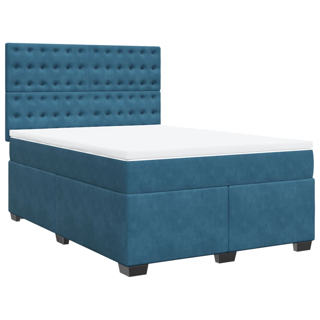 Boxspring met matras fluweel blauw 140x200 cm is nu te koop bij PeponiXL, paradijselijk wonen!