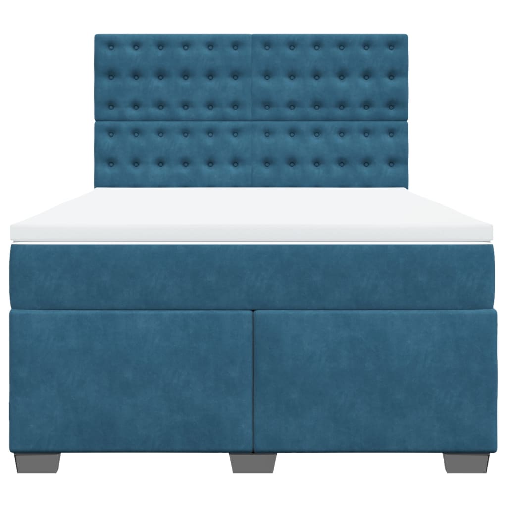 Boxspring met matras fluweel blauw 140x200 cm is nu te koop bij PeponiXL, paradijselijk wonen!