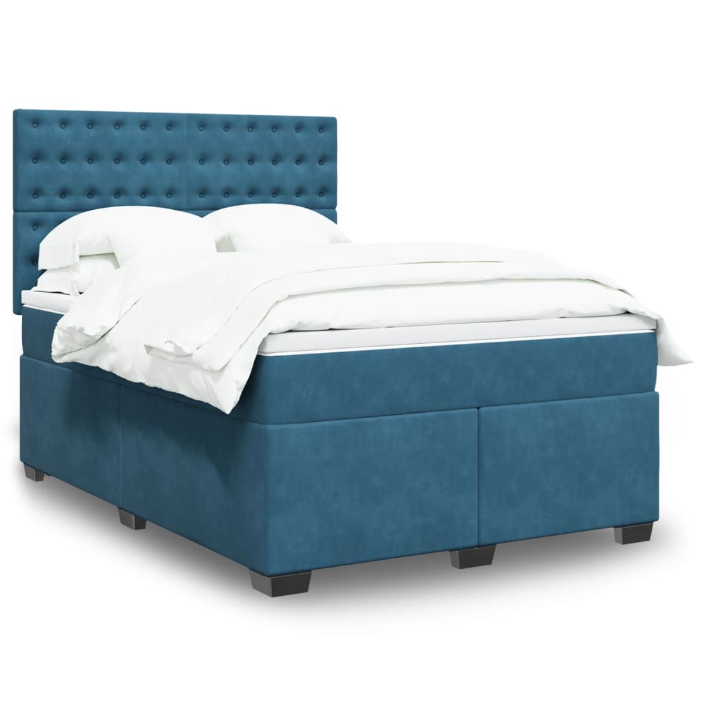 Boxspring met matras fluweel blauw 140x200 cm is nu te koop bij PeponiXL, paradijselijk wonen!