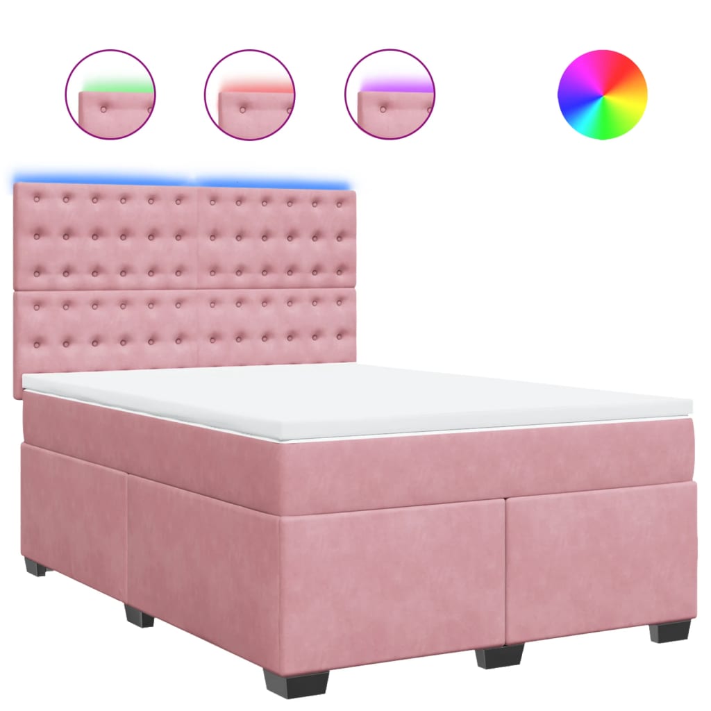Boxspring met matras fluweel roze 140x200 cm is nu te koop bij PeponiXL, paradijselijk wonen!