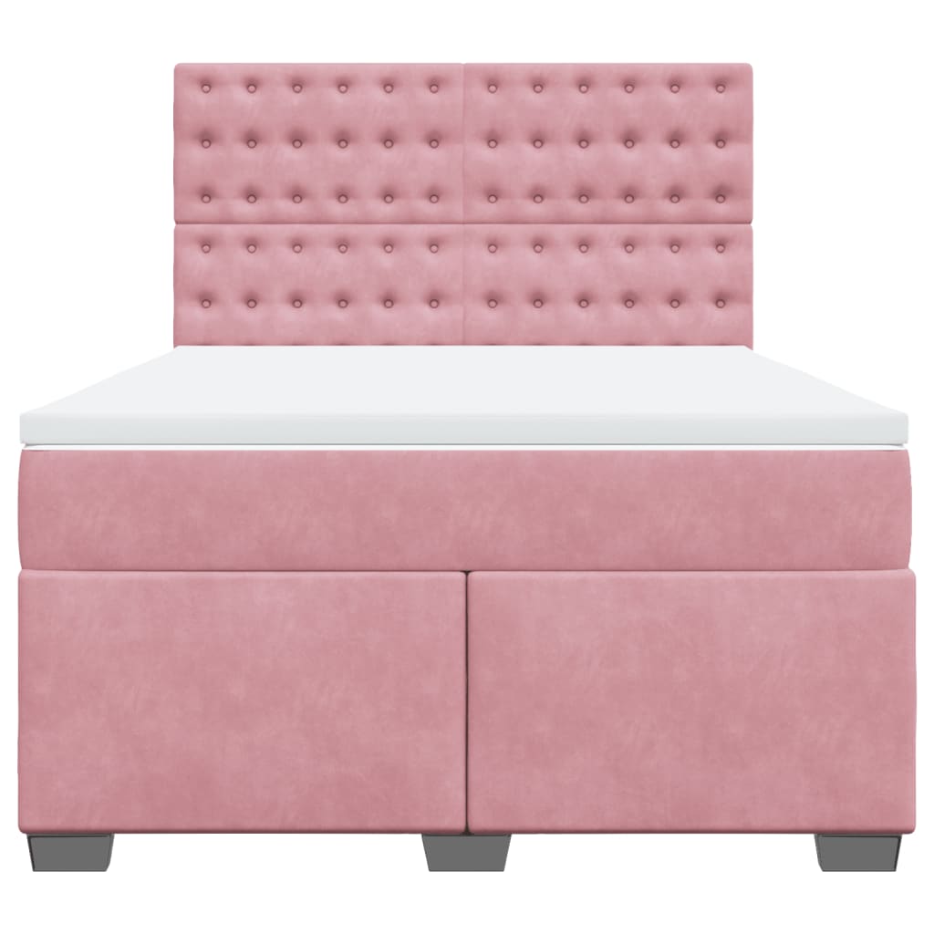 Boxspring met matras fluweel roze 140x200 cm is nu te koop bij PeponiXL, paradijselijk wonen!
