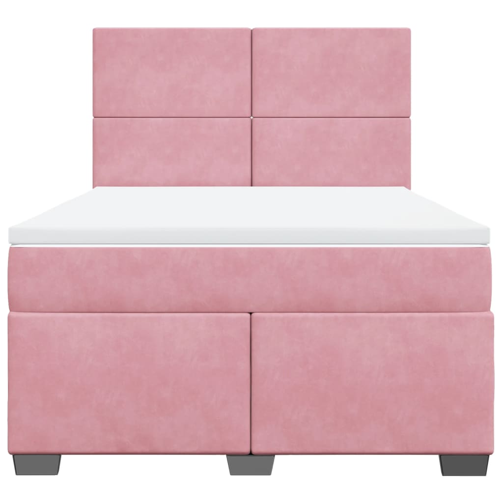Boxspring met matras fluweel roze 160x200 cm is nu te koop bij PeponiXL, paradijselijk wonen!
