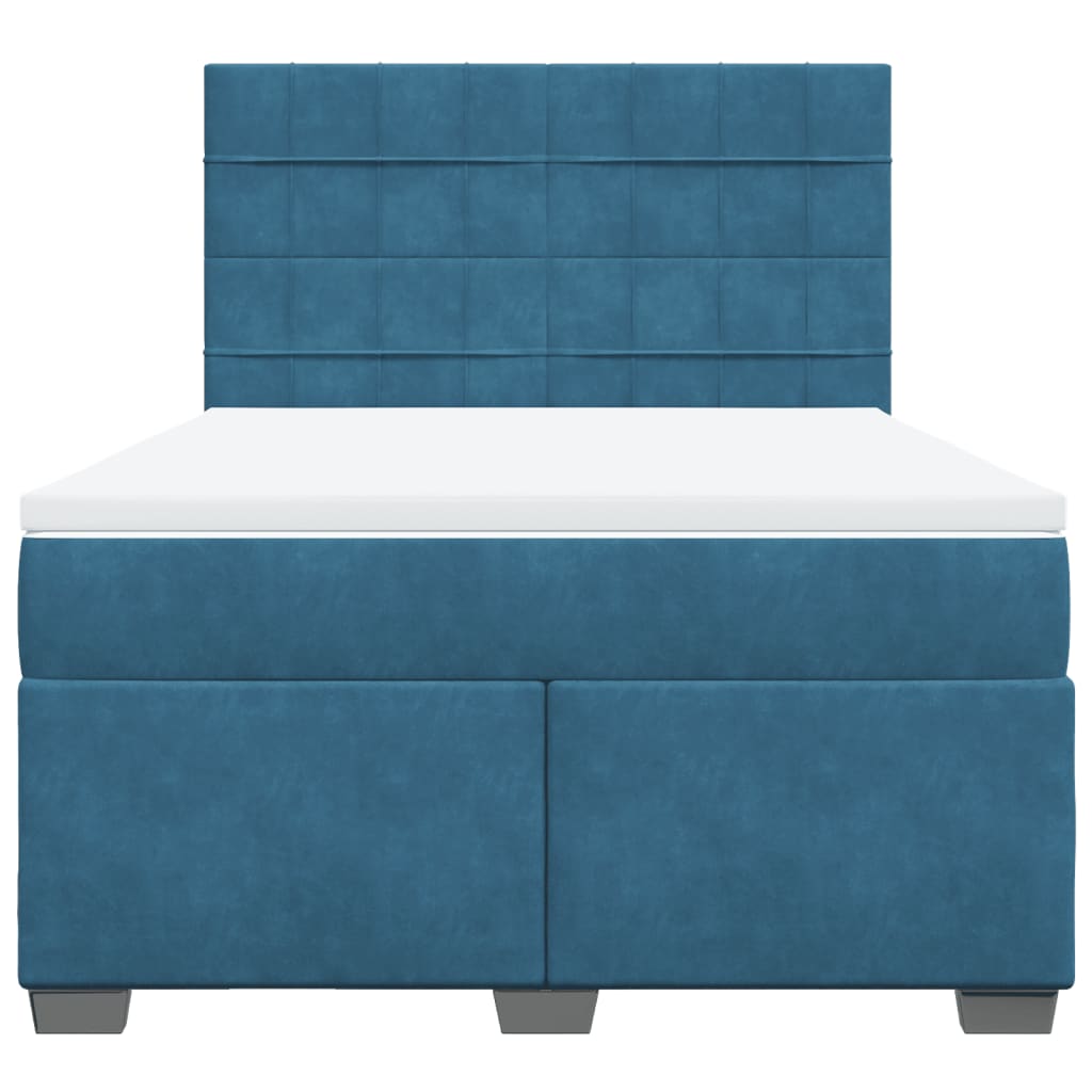 Boxspring met matras fluweel blauw 160x200 cm is nu te koop bij PeponiXL, paradijselijk wonen!