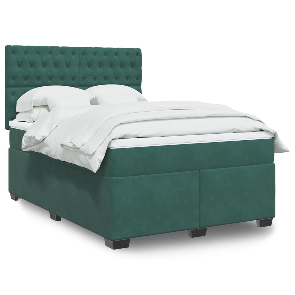 Boxspring met matras fluweel donkergroen 160x200 cm is nu te koop bij PeponiXL, paradijselijk wonen!