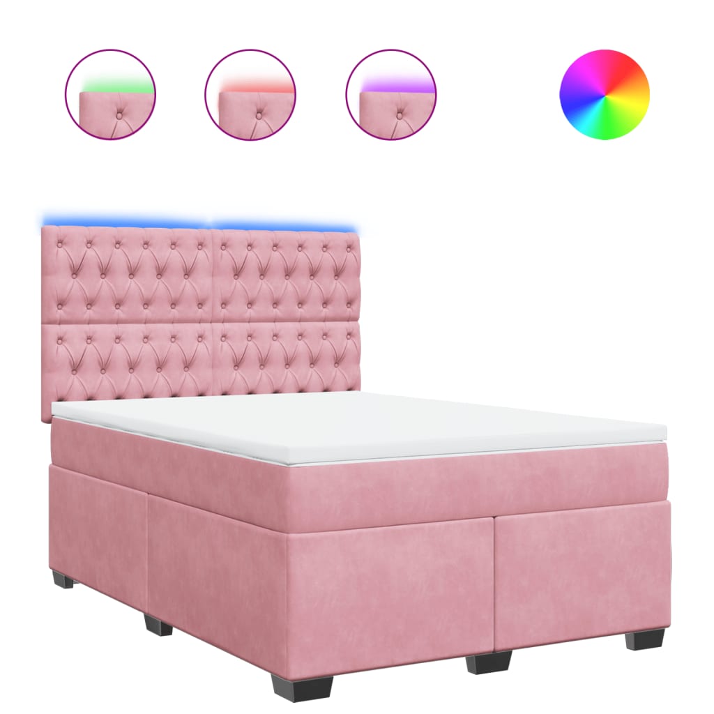Boxspring met matras fluweel roze 160x200 cm is nu te koop bij PeponiXL, paradijselijk wonen!