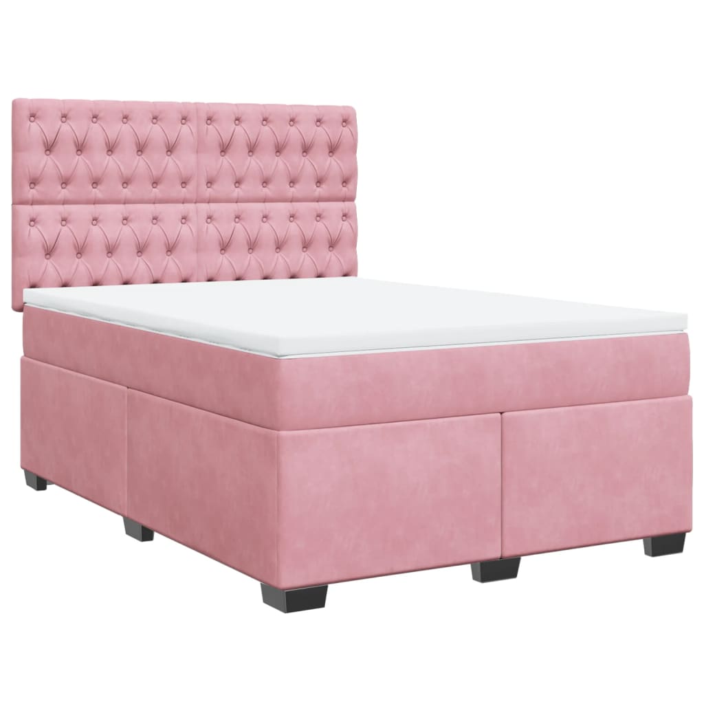 Boxspring met matras fluweel roze 160x200 cm is nu te koop bij PeponiXL, paradijselijk wonen!