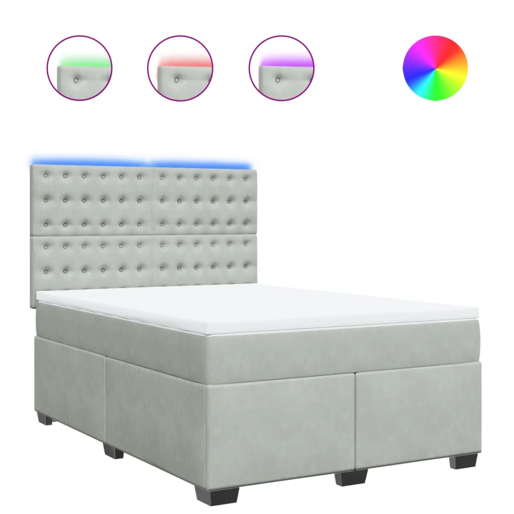 Boxspring met matras fluweel lichtgrijs 160x200 cm is nu te koop bij PeponiXL, paradijselijk wonen!