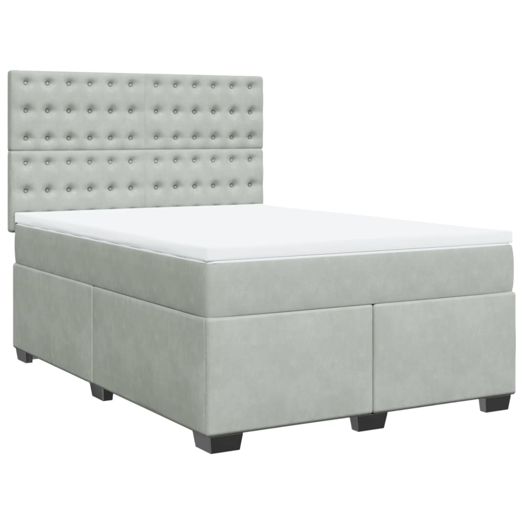 Boxspring met matras fluweel lichtgrijs 160x200 cm is nu te koop bij PeponiXL, paradijselijk wonen!